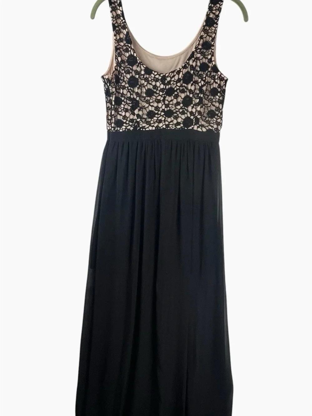 LC Lauren Conrad Black Maxi Dress with Cream  Embroidered Lace Bodice